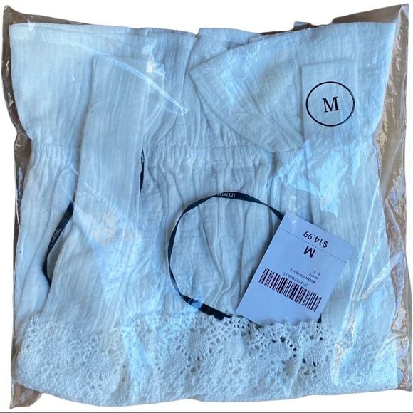 Forever 21 White Embroidered Tank Top NEW With Tags Sz Medium - Picture 4 of 5